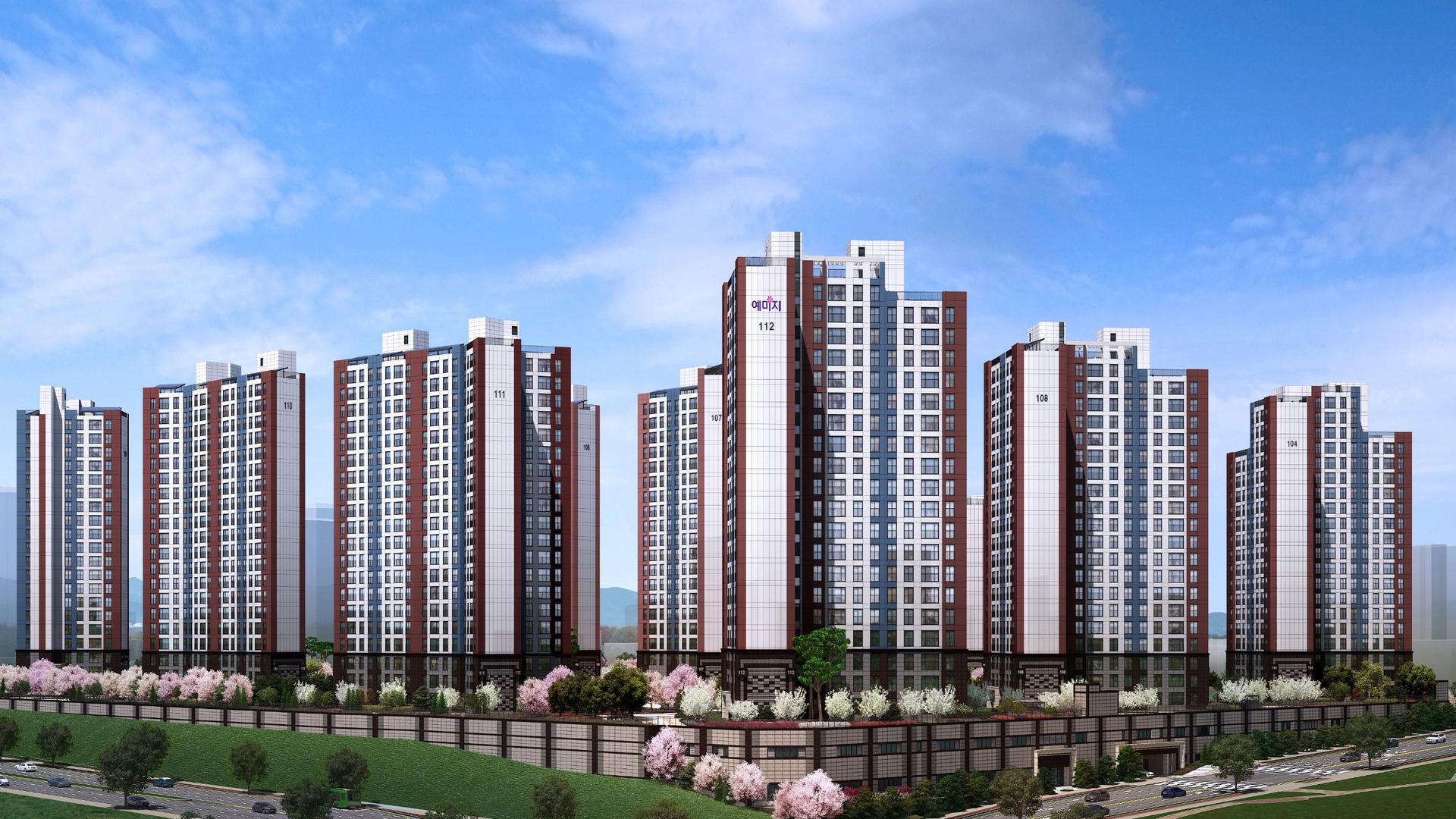 이천 중리 금성백조 예미지 주간 조감도 — 중리지구 B3블록 12개동 1,009세대 전경